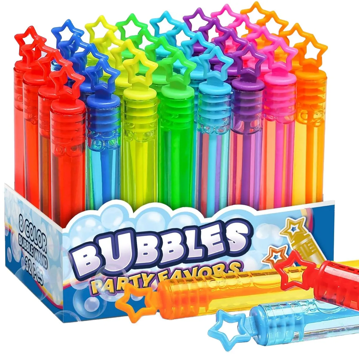 Mini Bubble Wand for Kids - 32 Pack - Star Blue