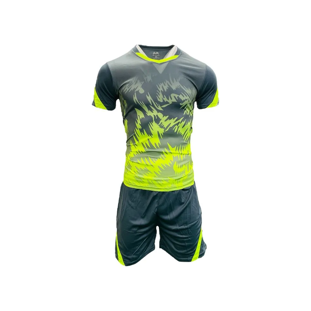 Mitzuma Morocco Squad 15 Full Soccer Kit - Senior - Grey & Neon-Yellow