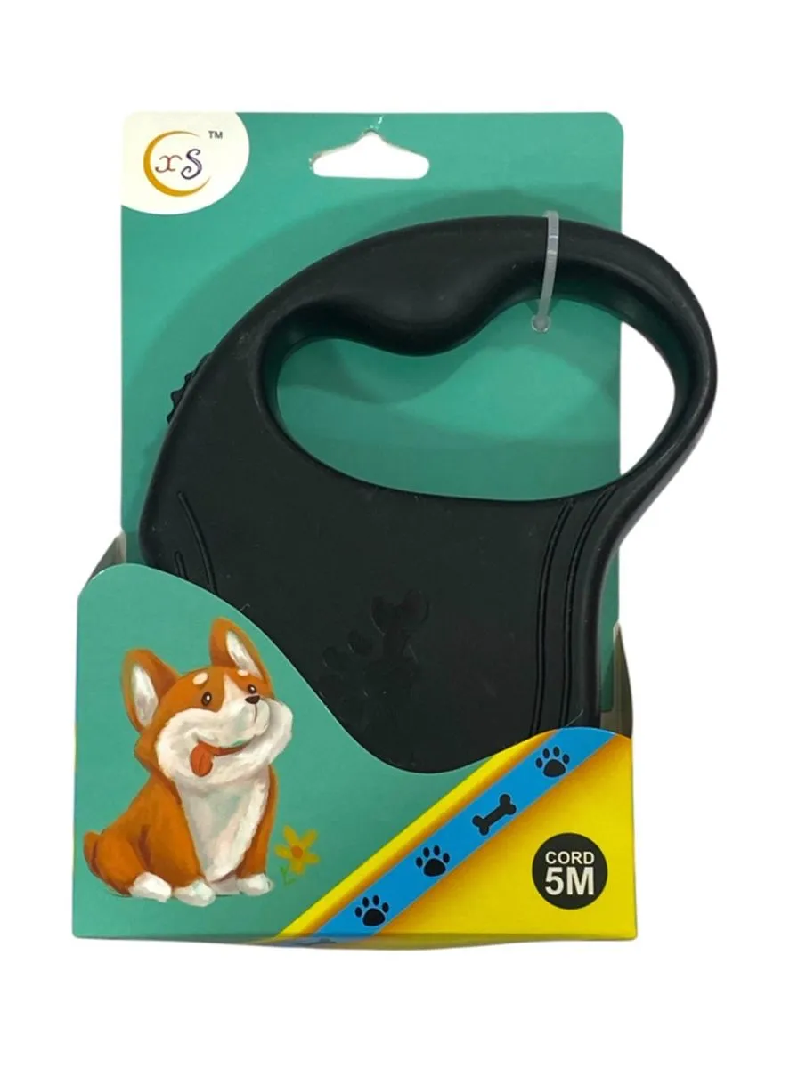 5m Durable Small, Medium, Large Pet Dog Walk Retractable Leash -Safety Lock - Black