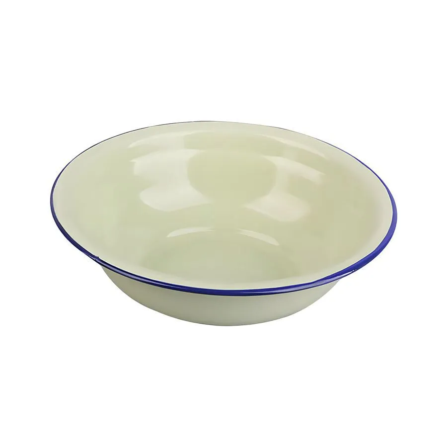 20cm Enamel Bowls Beige or Green - 2Pack