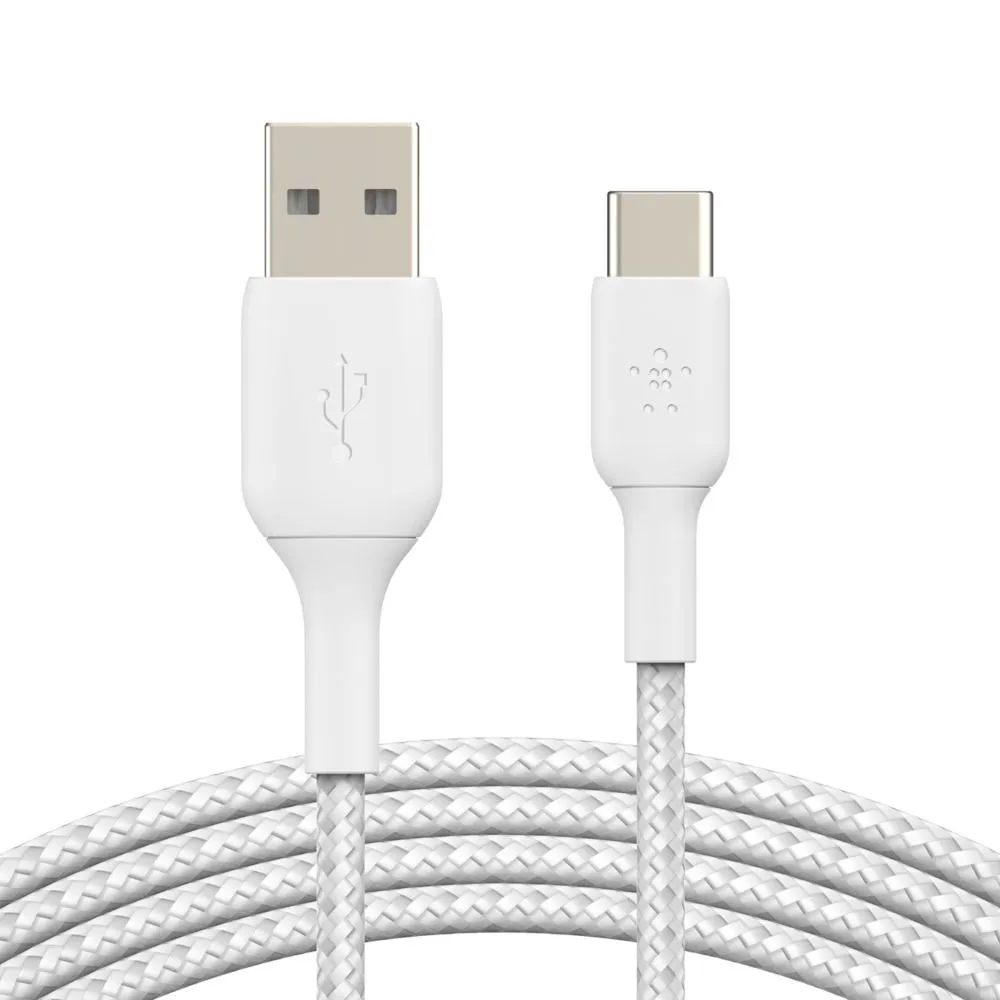 Belkin BoostCharge USB to USB-C Braided Cable 1m - White - White