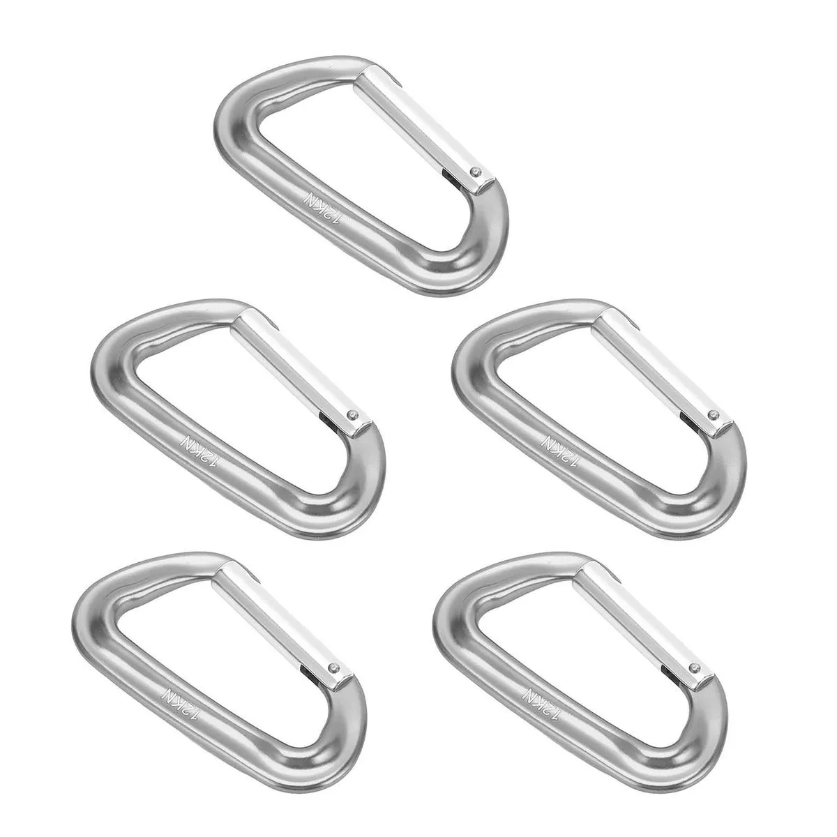 5 Pieces Gray 12kN Climbing Carabiners