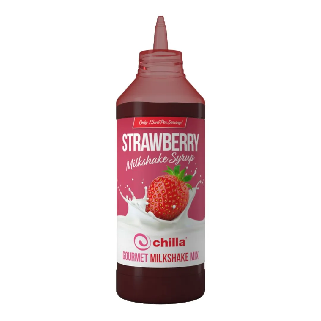 Chilla Strawberry Milkshake Syrup -1lt Sweet & Creamy Drinks,Desserts