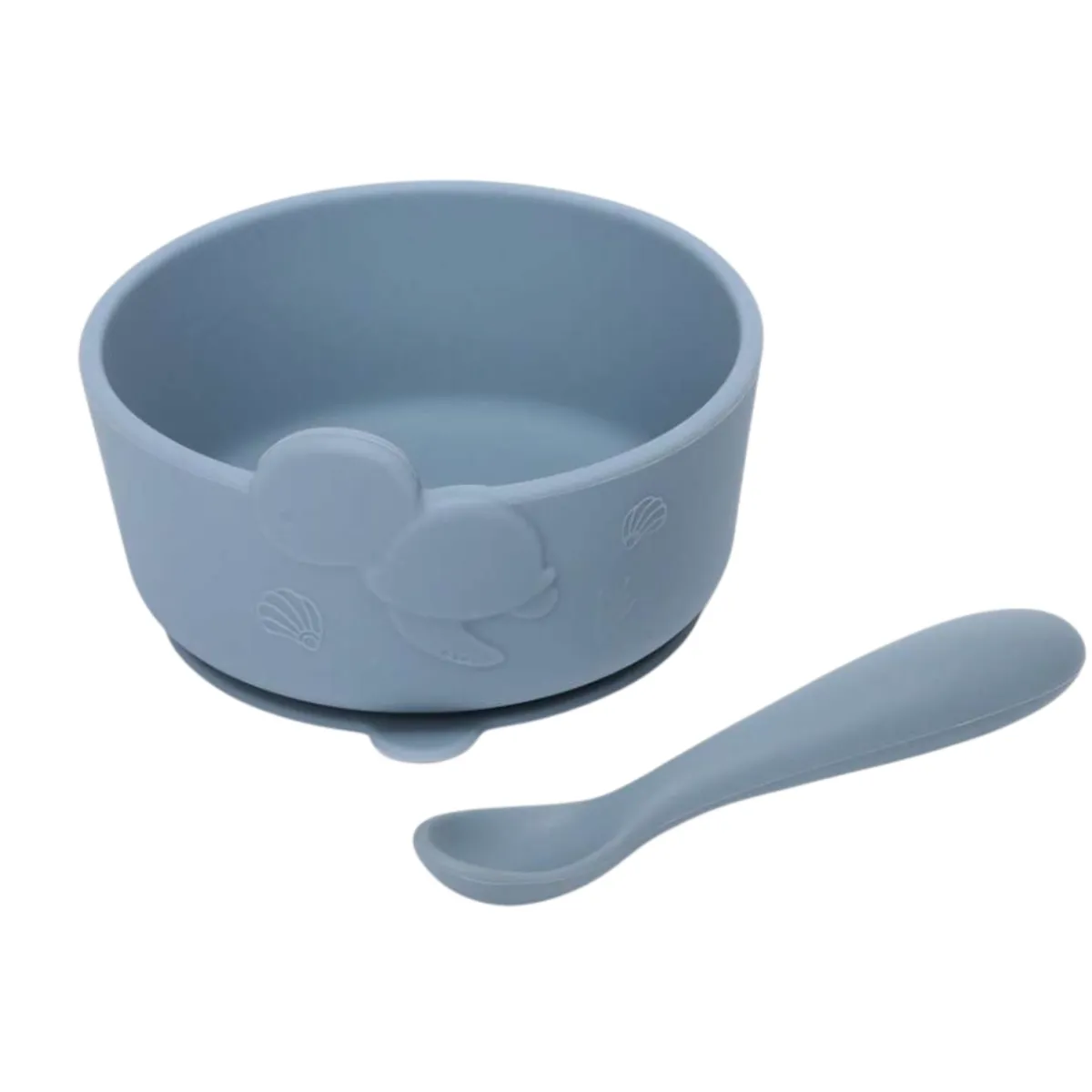 Baby Suction Bowl & Spoon Set - Haze Blue