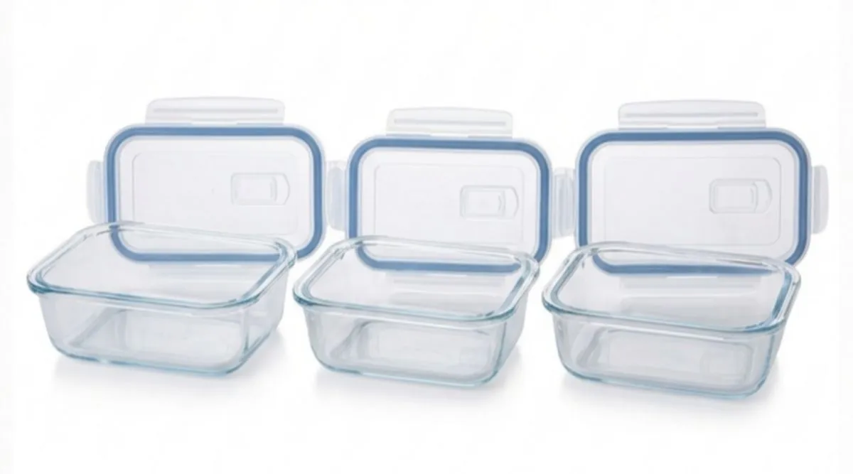 Continental Homeware 3-Piece Rectangular Glass Food Container Set