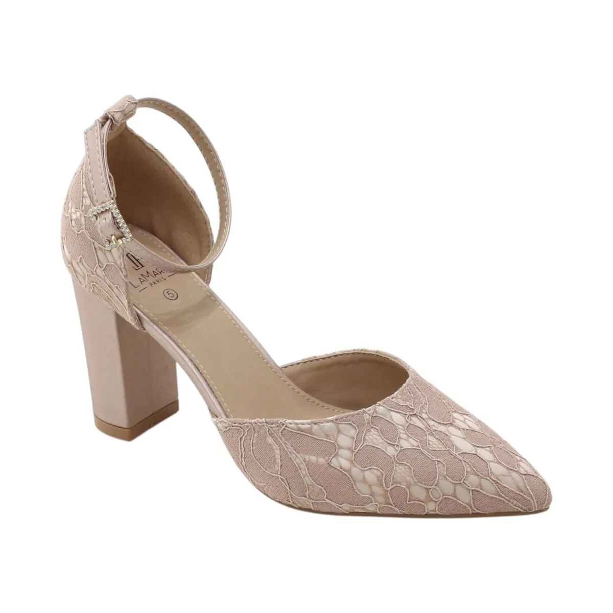 LaMara Paris - Misty Block - 9cm Heel - Open Waist Cross Over Belts Glitter PU