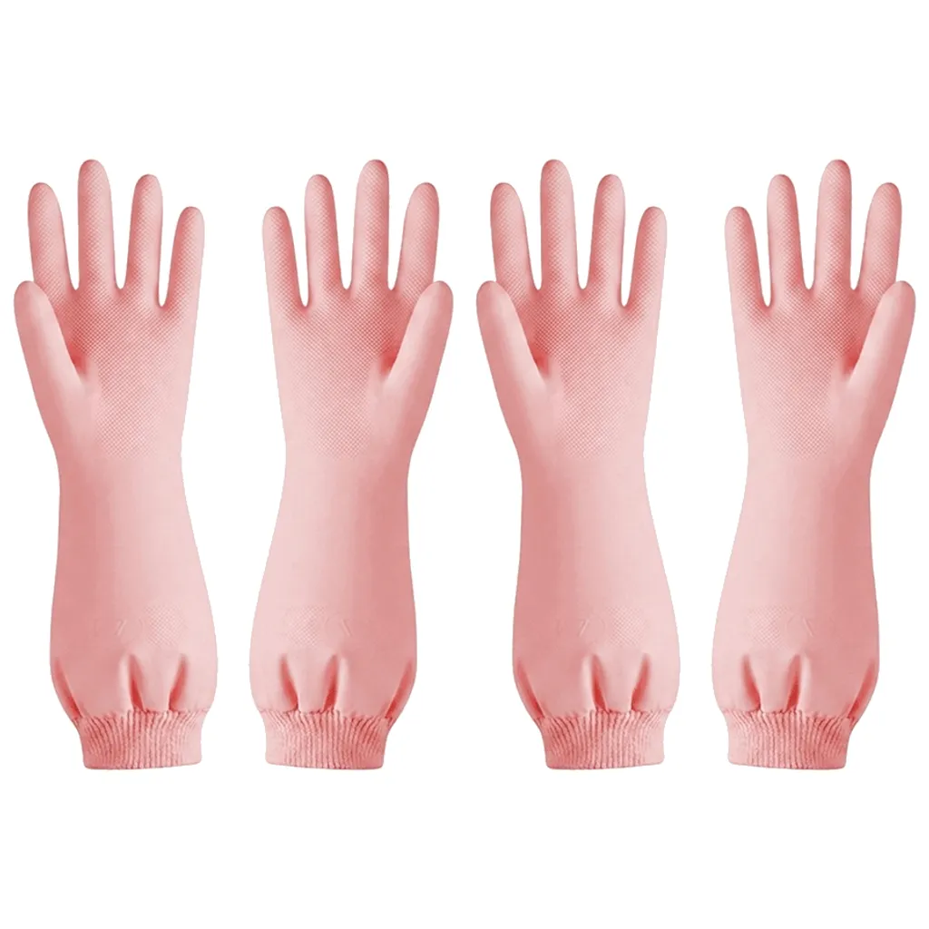 2 Pack - Pink Button Style Nitrile Cleaning Gloves - Pink