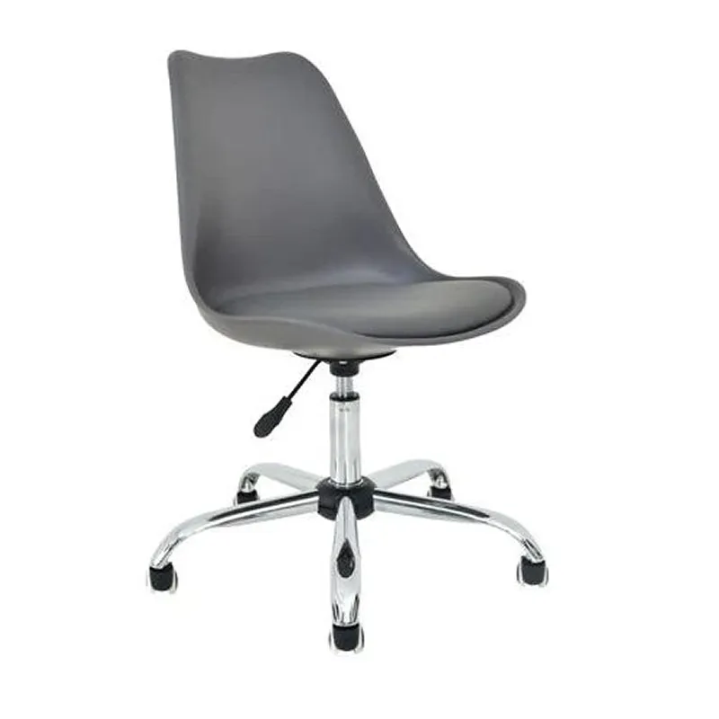 Armless Adjustable Swivel Mid-Back Task Office Chair with Wheels - Grey