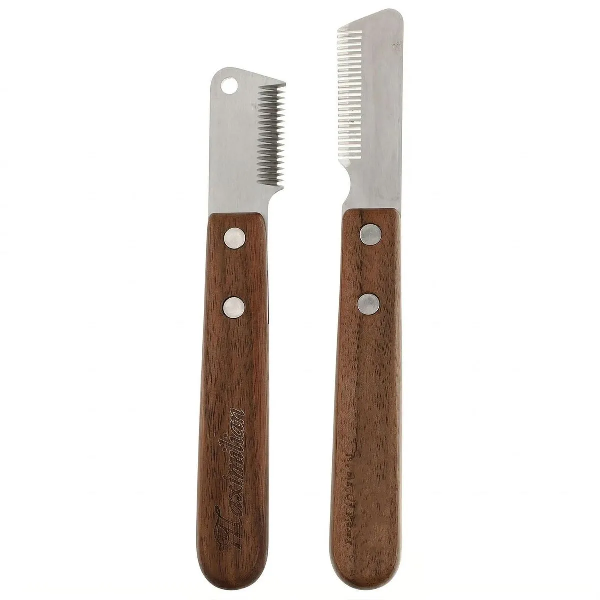 2-Pack Ergonomic Wood Handle Pet Undercoat Rake & Dematting Comb