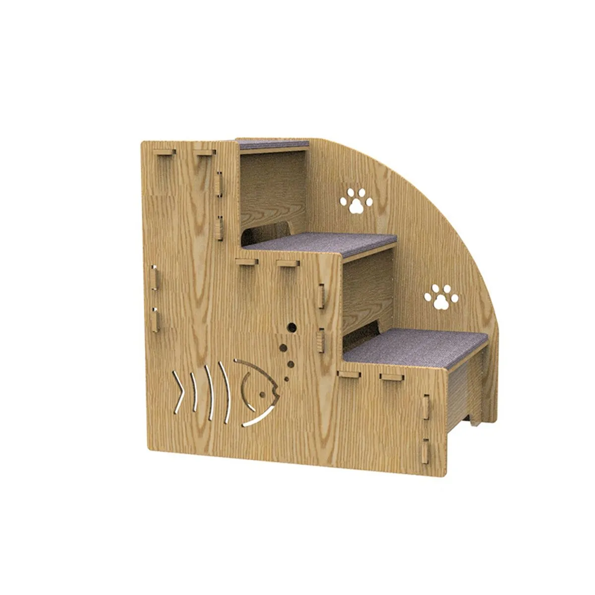 3 Steps Small Pet Stairs - Compact Wooden Ladder for Tiny Dogs & Cats