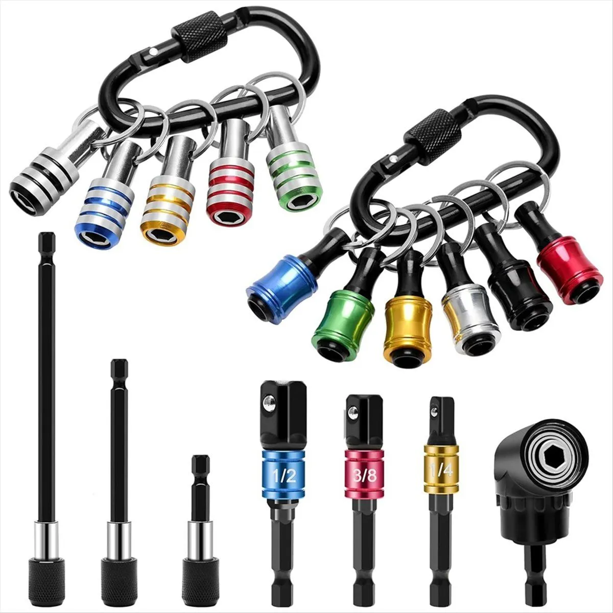 18 Pcs Bit Holder Keychain Gadgets Right Angle Compatible with Universal