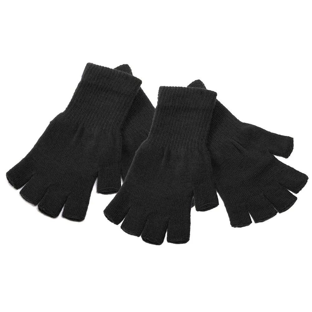 Fingerless Gloves - Set of 2 Pairs - Black