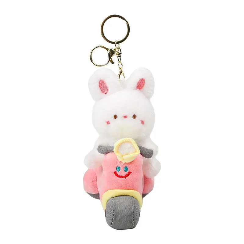 Plush Talking Animal Motorcycle - Bunny Keychain