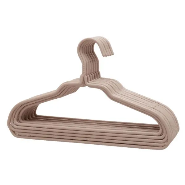 Light Brown Plastic Clothes Hangers - Pack of 10 (Indoor)