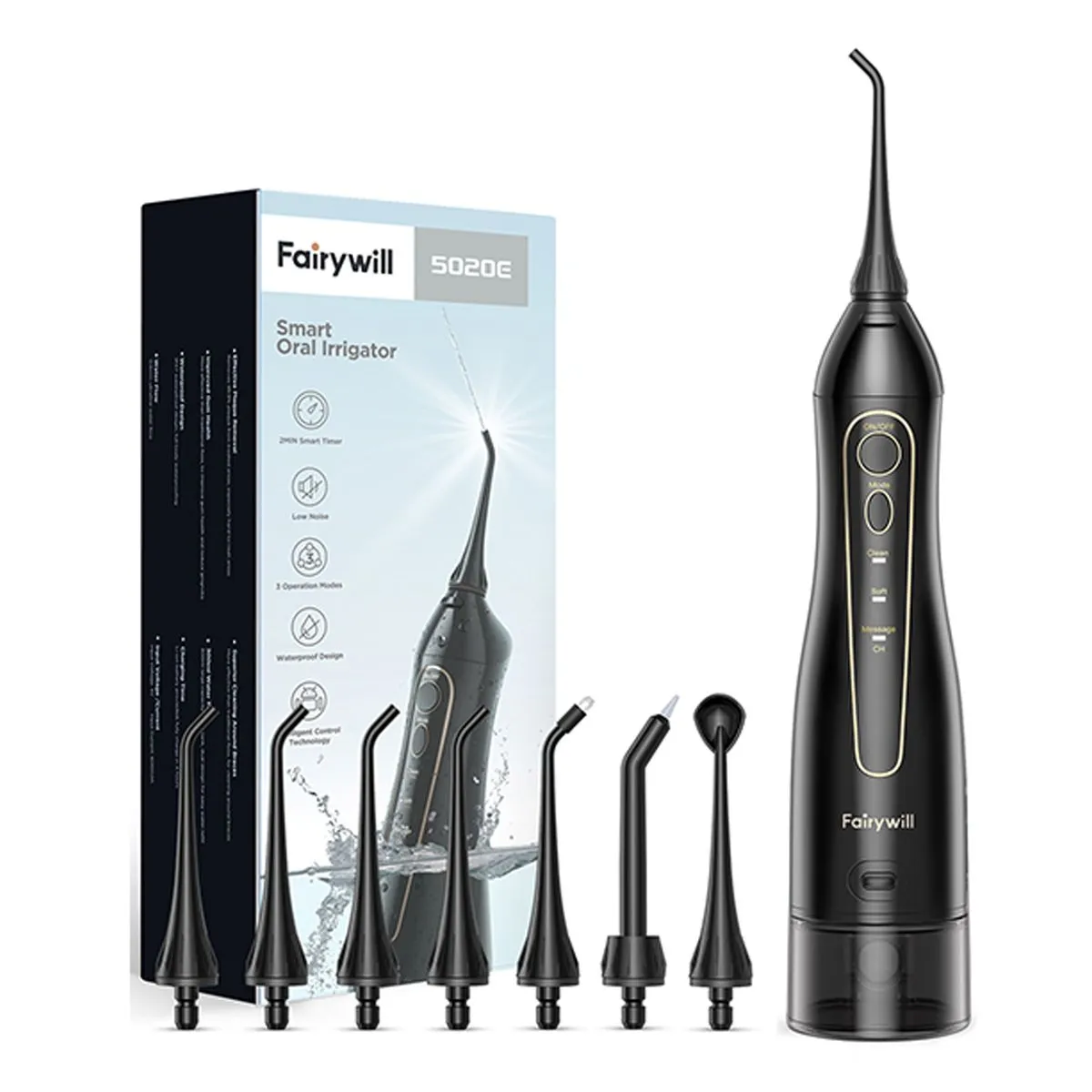 Portable Water Flosser - Fairywill 5020E - Black