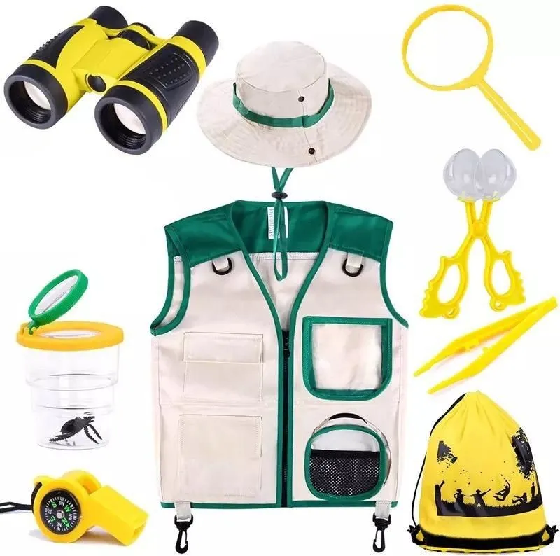 Kids Tactical Vest & Outdoor Explorer Kit - Nature Educational Gift Set - Green