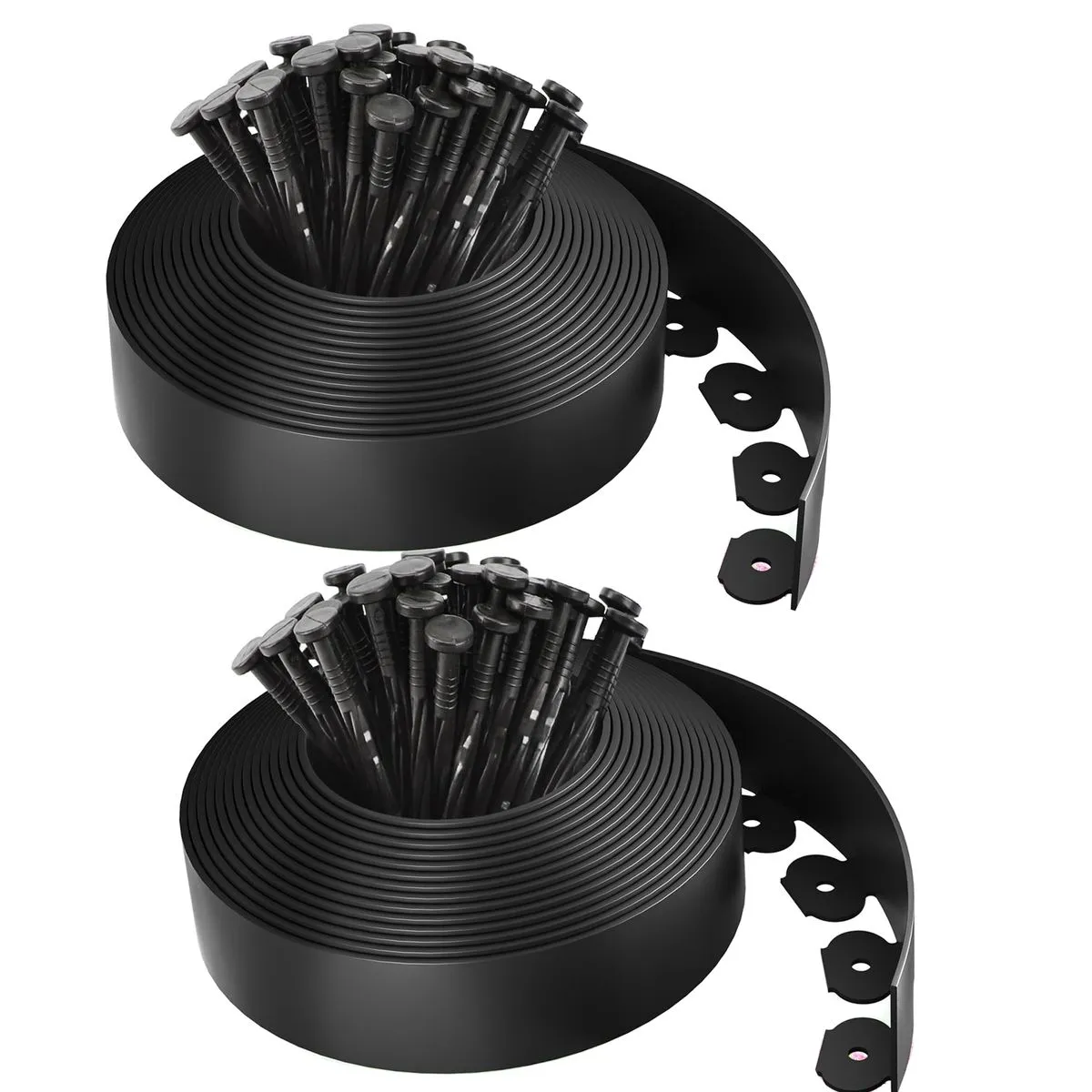 20m Garden Edging Border Landscape Edging Kit Flexible No-Dig - Black