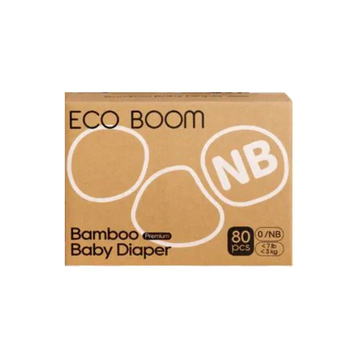 Eco Boom Premium Bamboo Baby Nappies Newborn (<3Kg) - 80 Pcs
