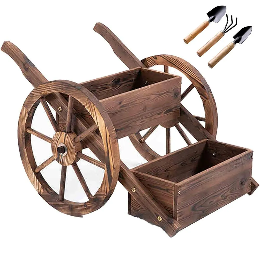 Two-Tiered Planter Box Garden Planter Pot Versatile Garden Wheelbarrow Cart