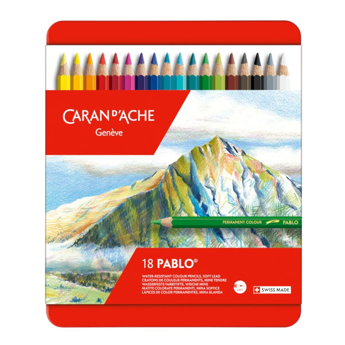 Caran D'Ache Pablo coloured pencils, 18 pencil set