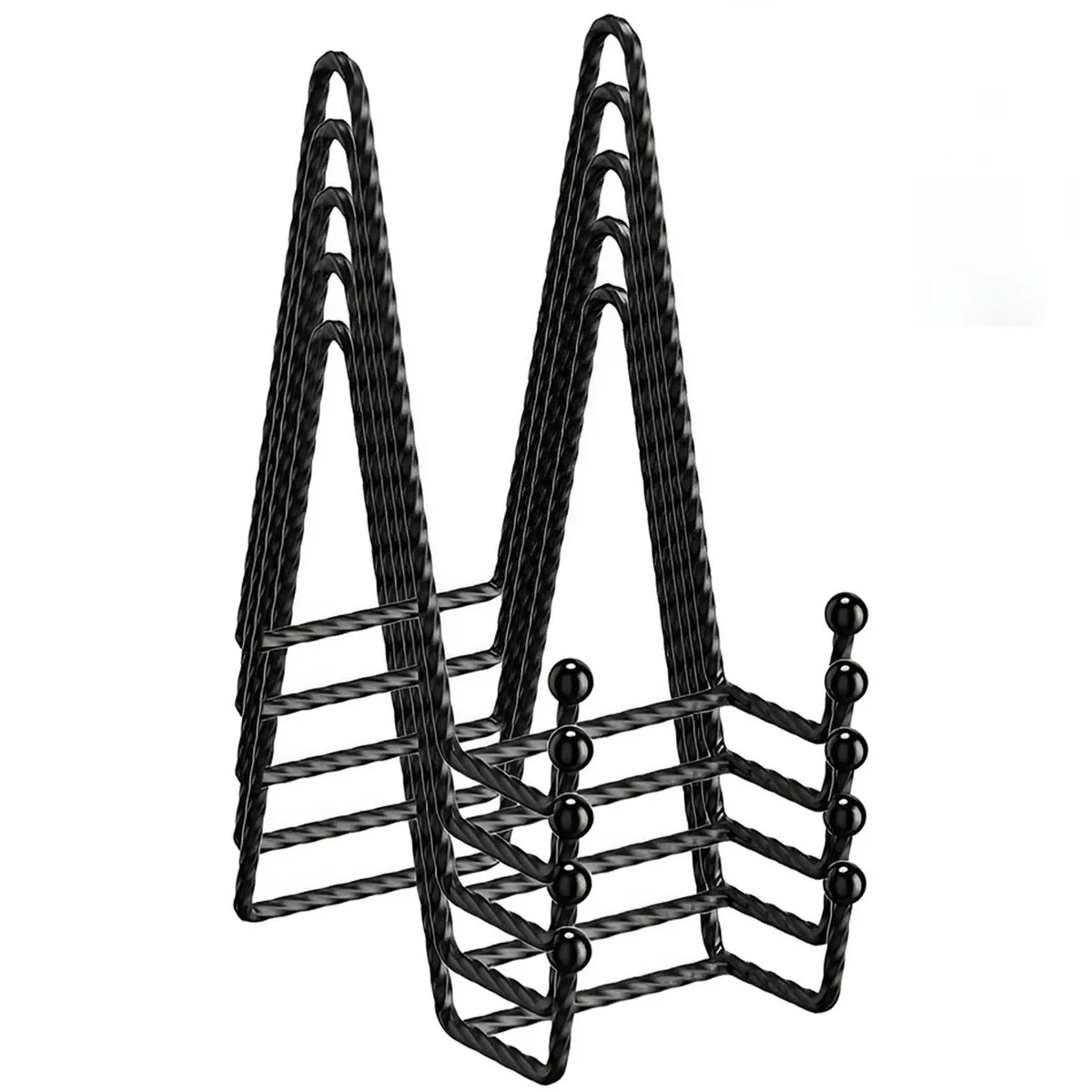 5 Piece 4in Black Metal Easel Table Top Bookshelf Home decor Platter Stands