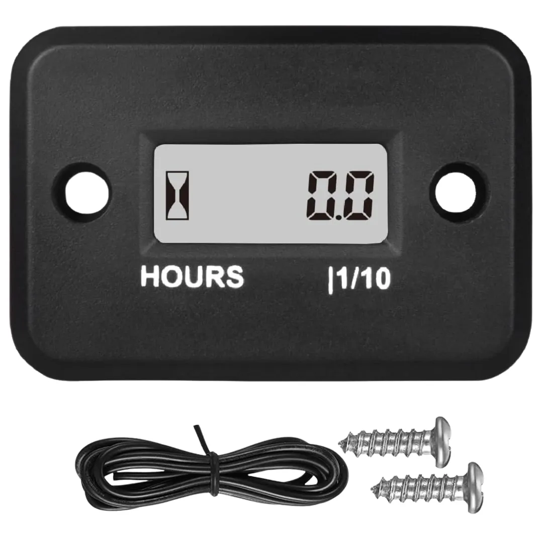 KR Universal Motorcycle Digital Hour Meter - Black