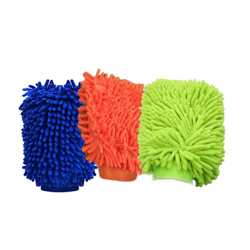 3Pieces Double-sided Chenille Microfiber Car Washing Gloves