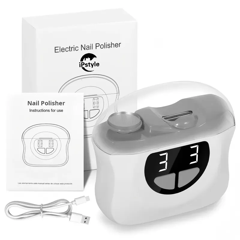 IPSTYLE 2-in-1 Electric Nail Clipper & Polisher for Adults & Babies - Grey