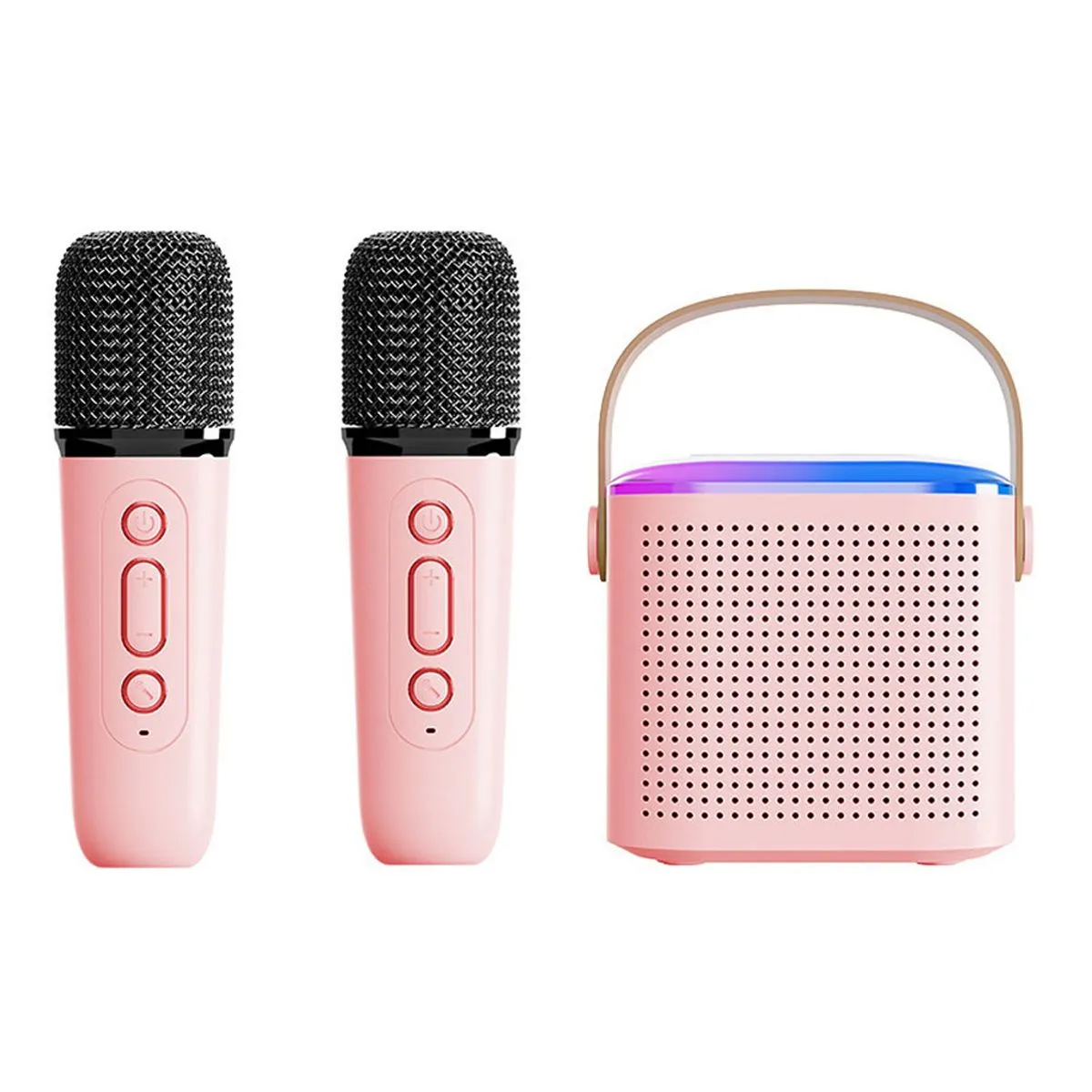 Karaoke Machine for Kids Adults, Portable Bluetooth Microphone Speaker - Pink