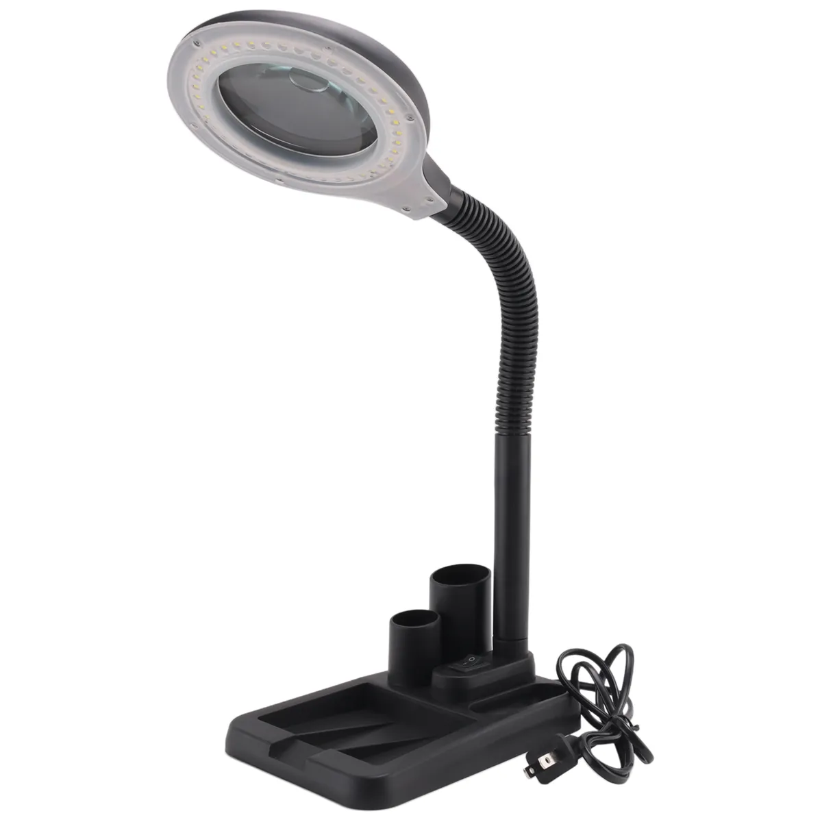 Led 5X 10X Magnifier With Light Floor Stand Adjustable(Black) Us Plug
