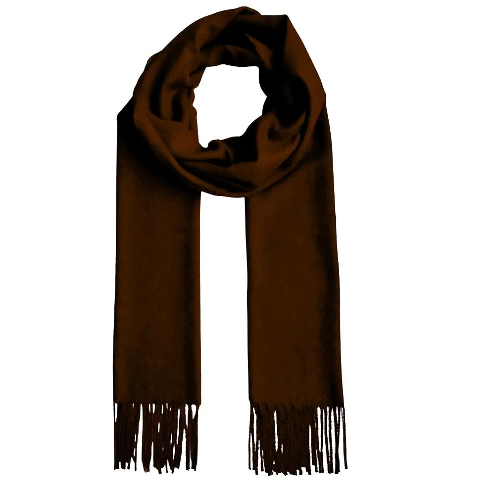 Luxurious Soft Touch Tasselled Scarf-LS63 - Brown