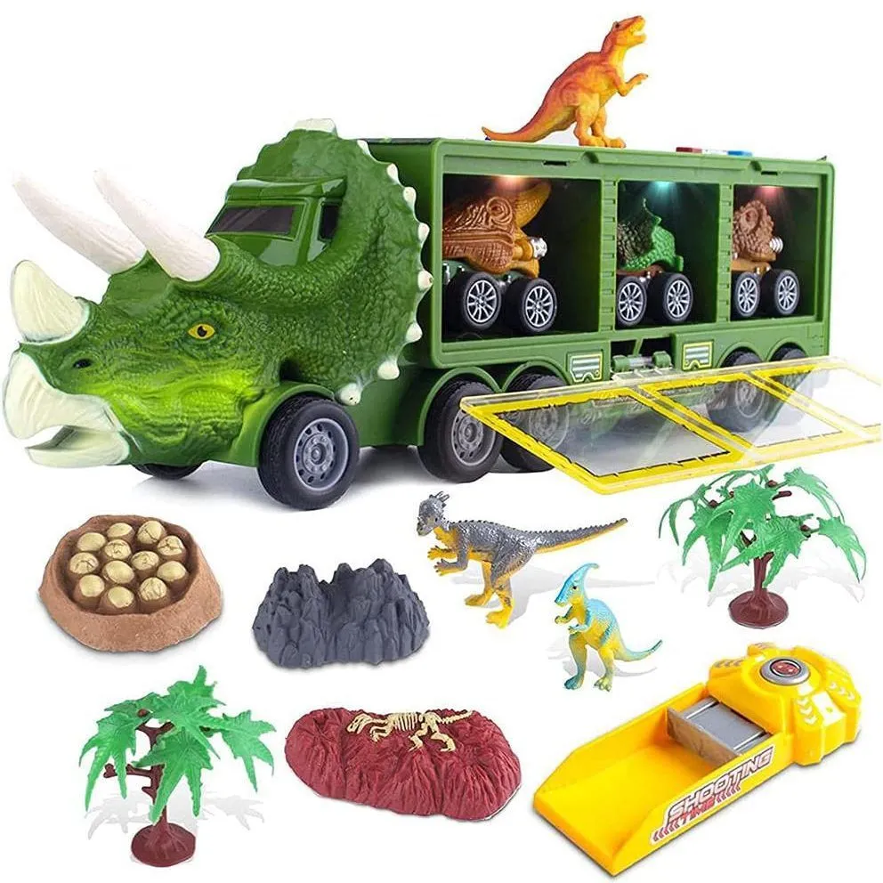 Dinosaur Truck Toys Kids Play Vehicle Transport Lights & Sound for Boys