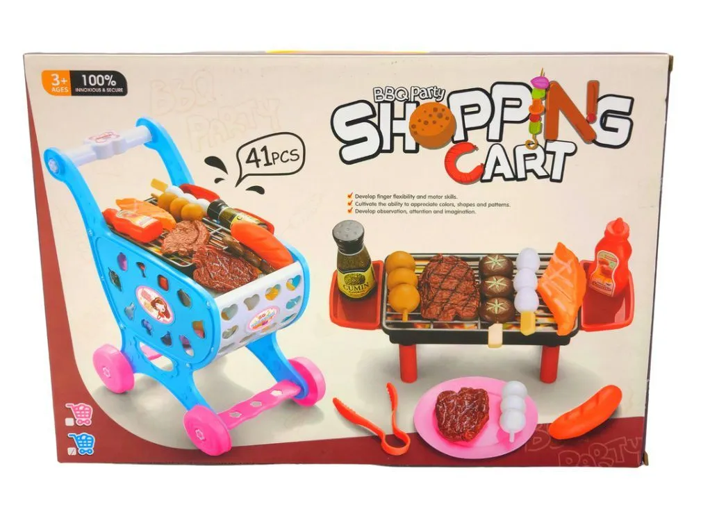 Shopping Trolley with Toy Braai For Kids