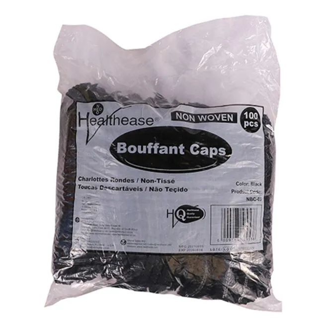 Healthease - Elastic Mop Cap Bouffant Non Woven 100's - Black