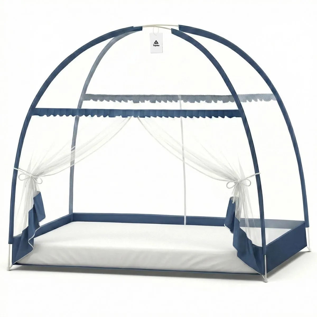 Topika Folding Fiberglass Mosquito Net Tent Three-way zipper for Baby Adult - white-1.5m