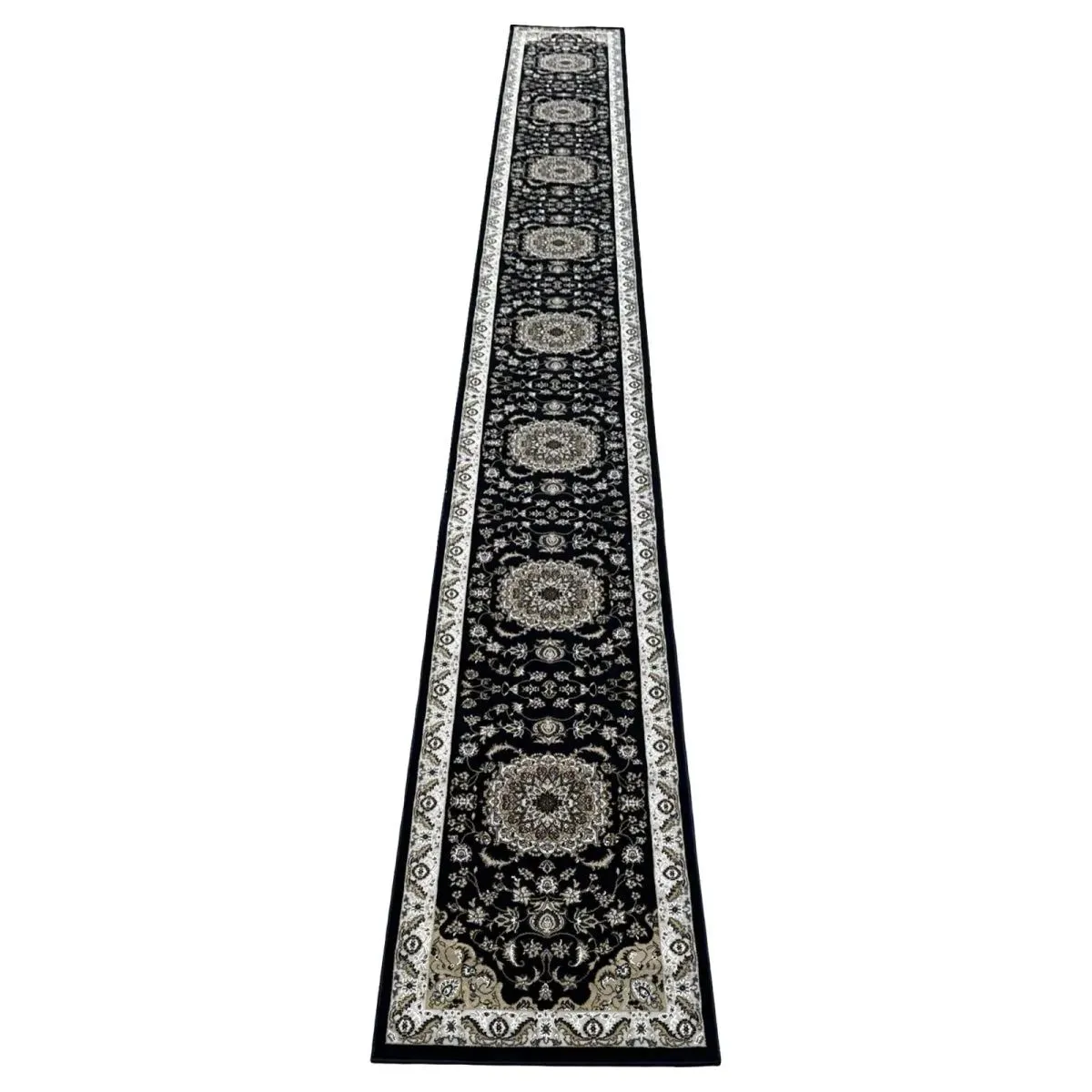 Persian Mashad Design, Machine-Made Premium Navy Runner, 800x80cm Carpet]