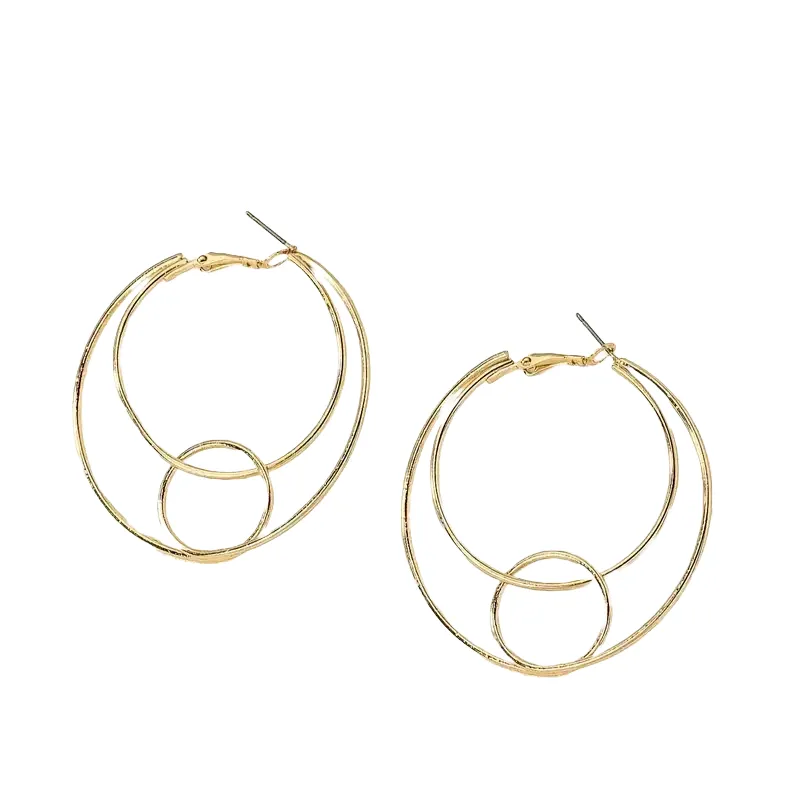 Elegant Triple Hoop Combined Circle Earrings