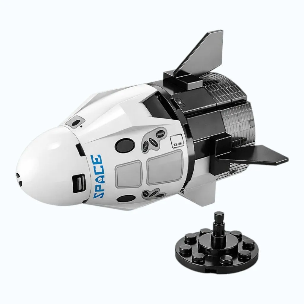 88 Piece - Rocket Model Construction Toy With Display Stand - Black & White