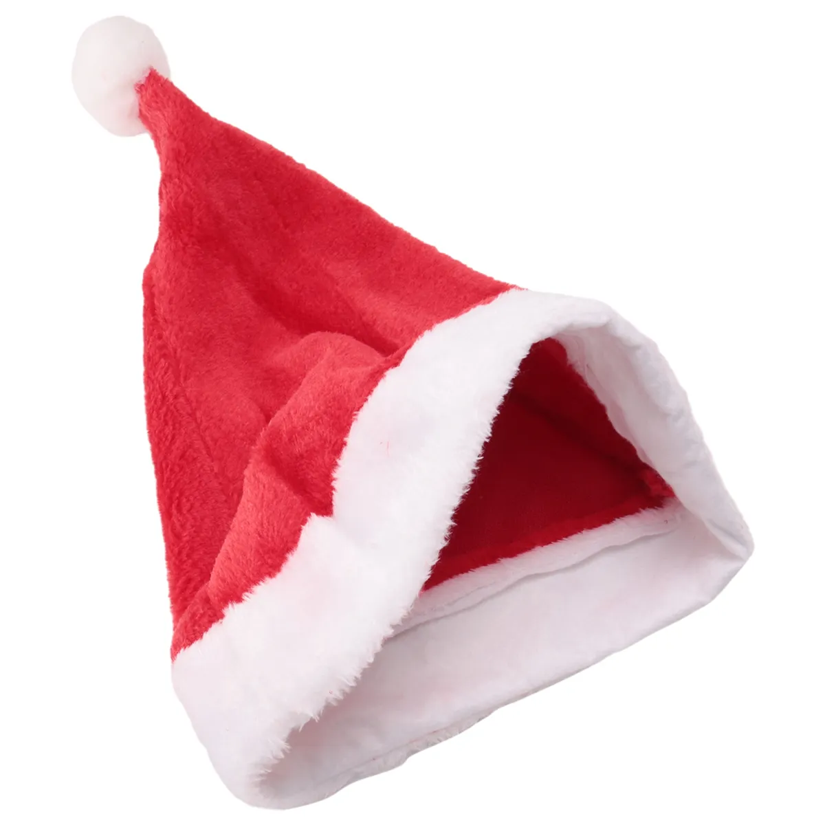 Santa Hat Christmas Day Costume Dress Plush Thick Christmas Hat Adult