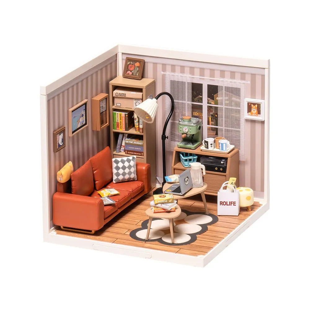Rolife By Robotime Cozy Living Lounge Super Creator DIY 3D Miniature House