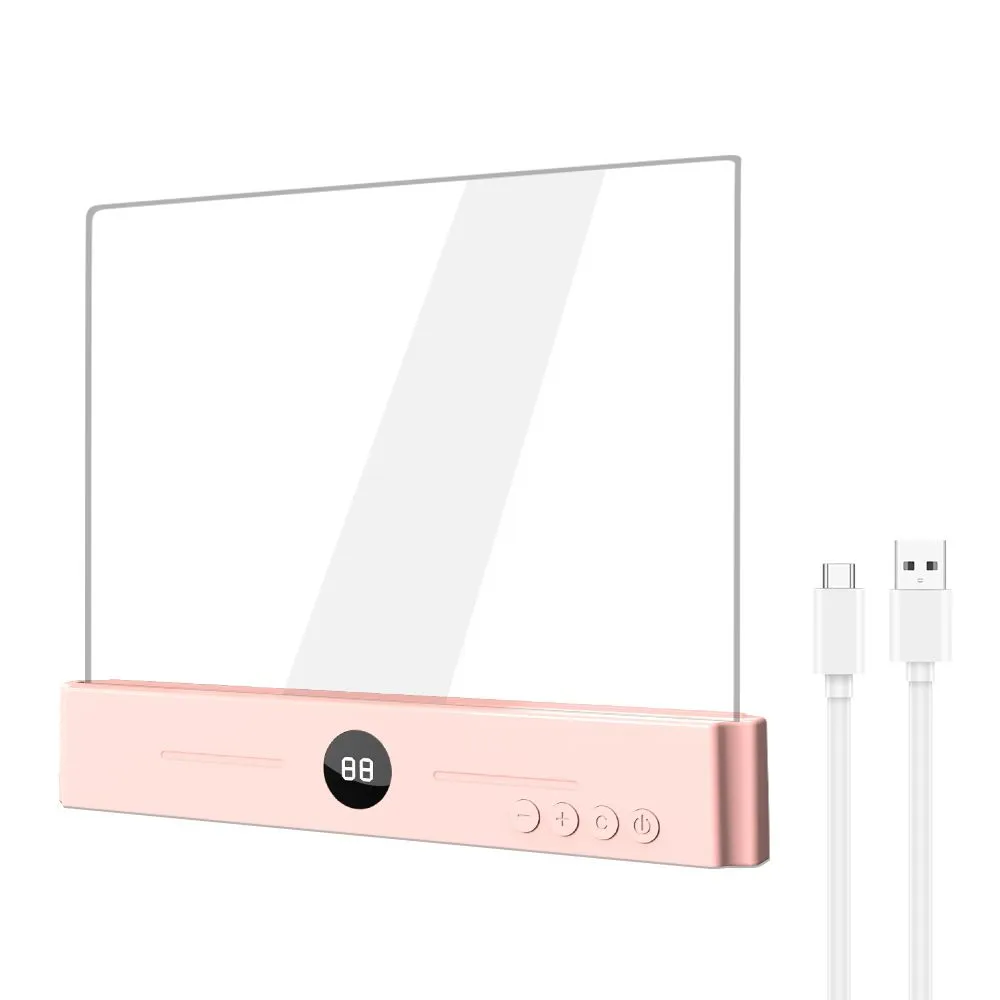LED Desk Lamp, 3-Color Temp, Stepless Dimming, Timer, Rechargeable - Pink