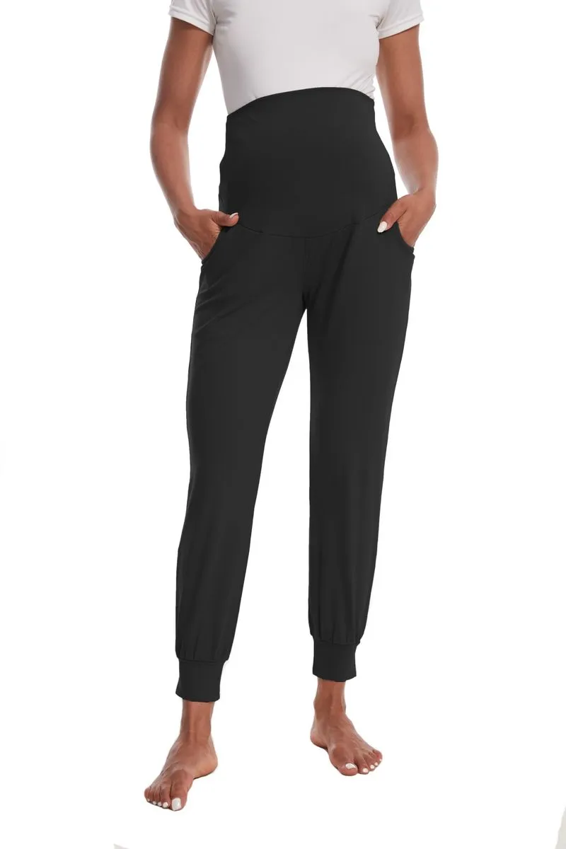 Women's Maternity Jogger Lounge Workout Comfy Pregnancy Pants with Pockets