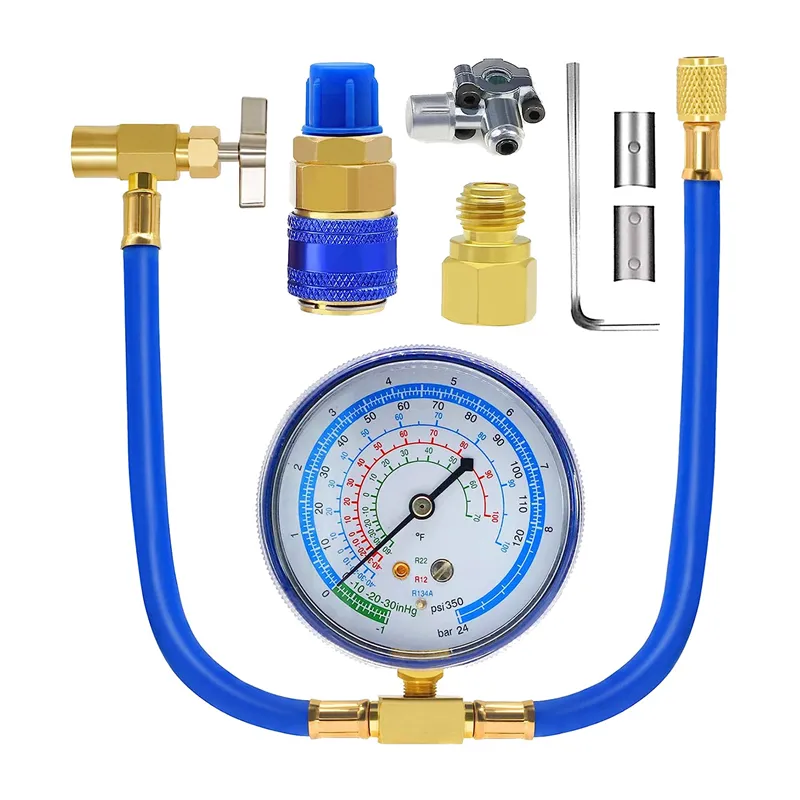 Acr134A Refrigerator Freon Recharge Kit Ac Charge Hose With Gauge