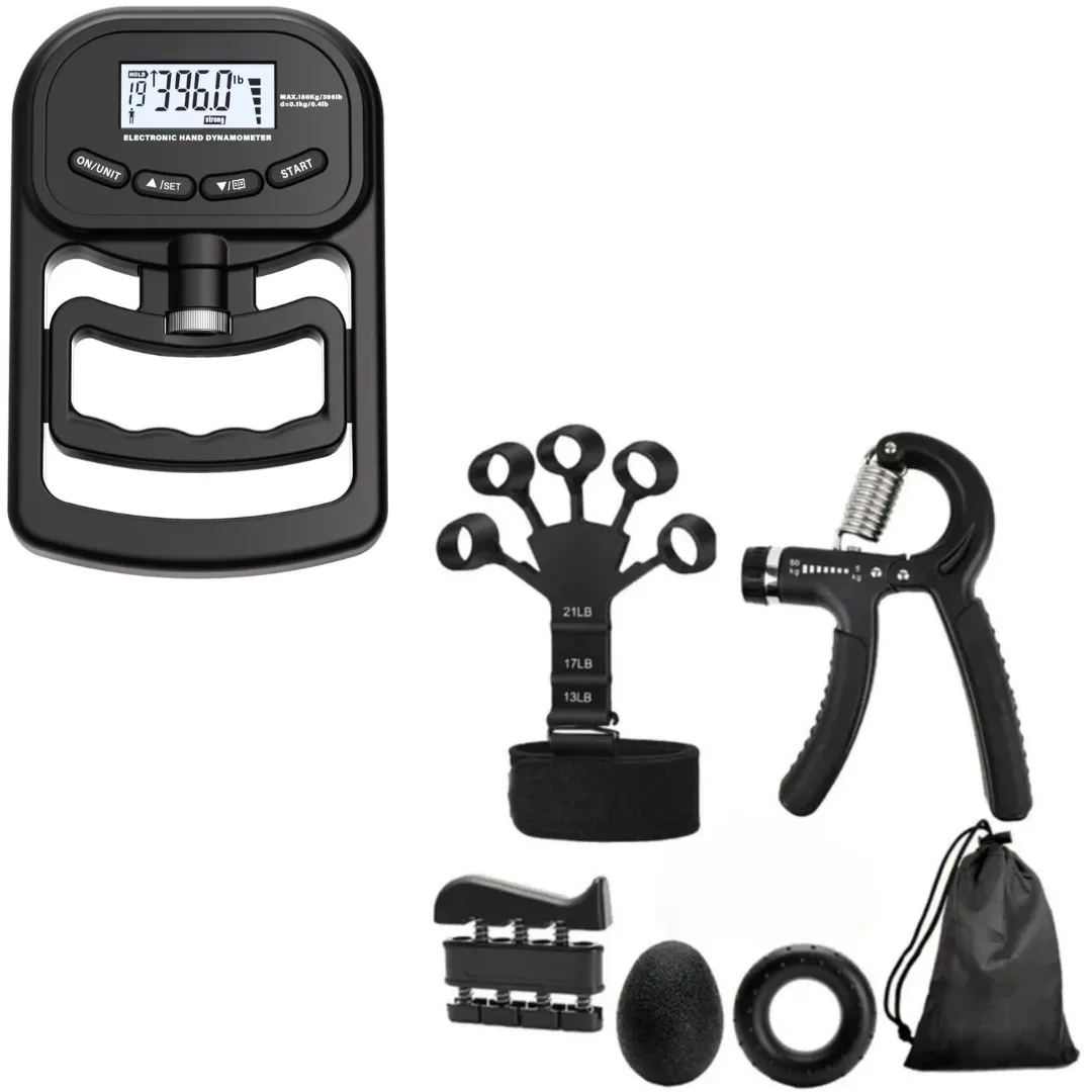 5-in-1 Grip Strength Trainer Kit + Digital Hand Grip Strength Meter Combo