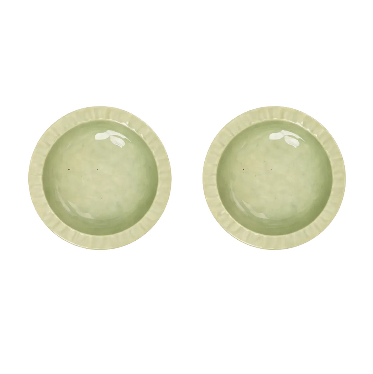2 Pack - Vintage Style Pasta & Salad Plates - Green