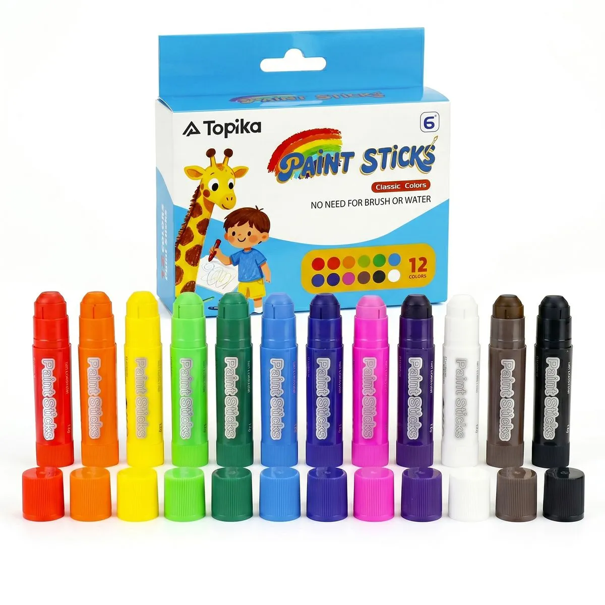 Topika 12 Pcs Bath Crayons, Nontoxic Washable Toddler Bath Toys for Kids