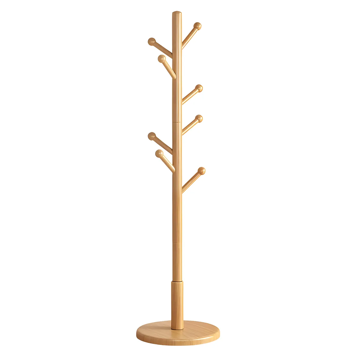 Coat Hanger Clothing Floor Rack Clothes Hat Wooden Entrance Tree Stand - Yellow