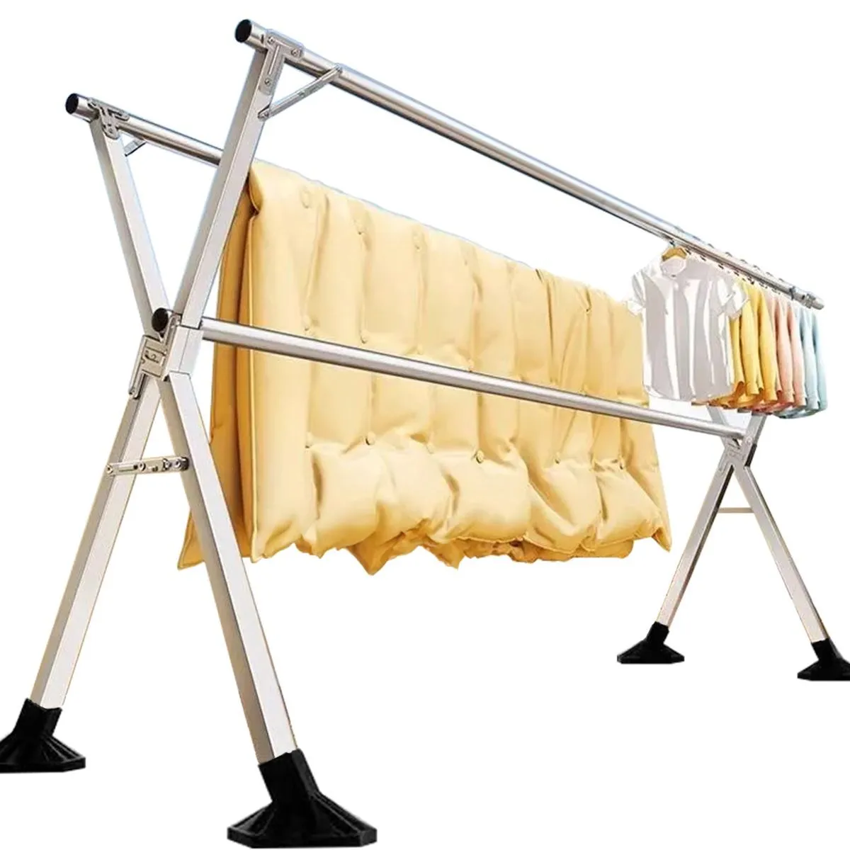 Clothing Storage Rack Stainless Steel Foldable Drying Rail