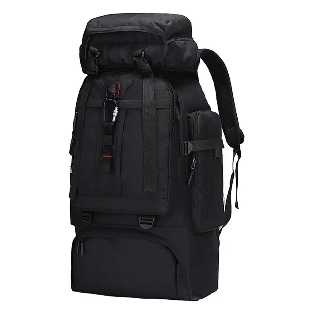 80L Large Capacity Waterproof Outdoor MOLLE Hiking Backpack - Black