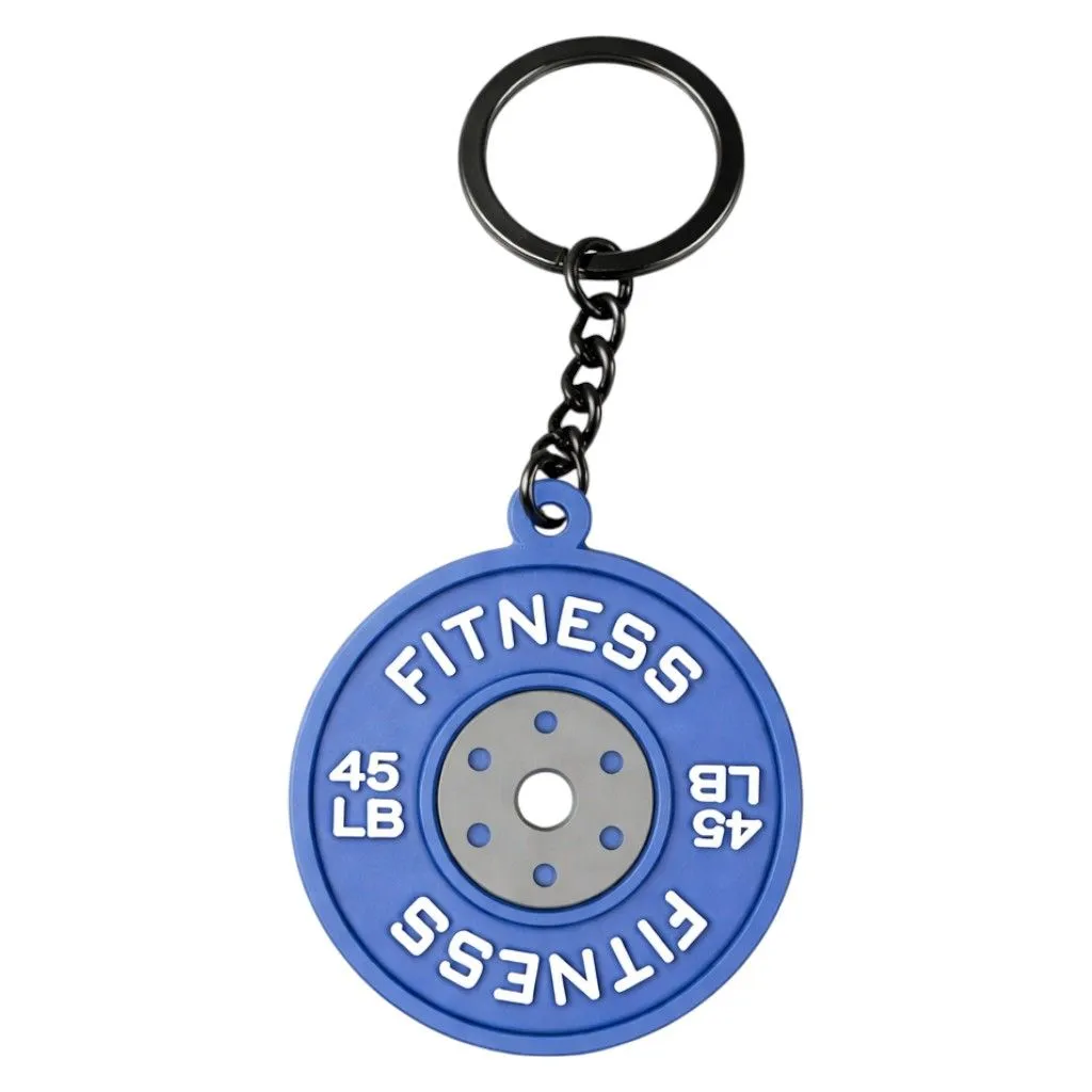 Mini Dumbbell Plate Keychain - Blue